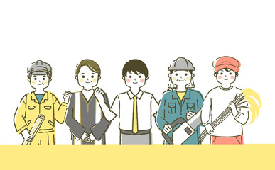 働く人々 さまざまな職業 人物のイラスト素材