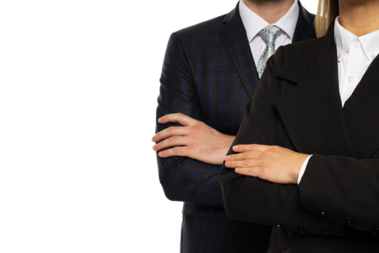 PNG,A man and a woman in a black suit, isolated on white background