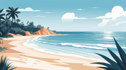 Fototapeta premium Beach theme background with blue background, Ai generat