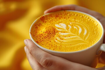 golden turmeric latte into a cup