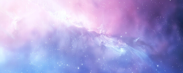 Dreamy space background with soft blue and purple hues, gentle stars, and light nebulae.
