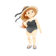 Summer Character Plus Size Illustration Hand Draw