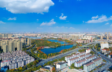 Scenery of Ningbo day lake in Ningbo, Zhejiang Province, China