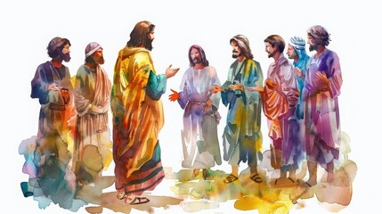 Naklejka premium Jesus Christ watercolor Illustration. Christianity hand drawn