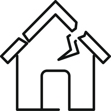 recommend clip art: Line drawing of a house with a broken roof, symbolizing damage and destruction