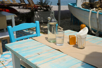 A greek tavern at the beach promenade from Platamonas - Greece