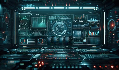 Fototapeta premium Data Analysis for Business and Finance Concept. interface showing future computer technology of profit analytic, online marketing research and information report for digital business strategy.