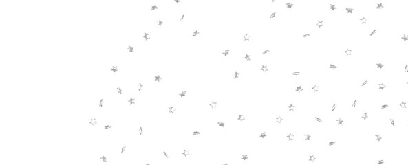 sparkling Christmas confetti falling isolated on white. magic shining flying stars glitter backdrop, sparkle border