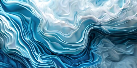 Fototapeta premium Abstract blue and white fluid waves artwork, abstract art concept. Background with copy space.