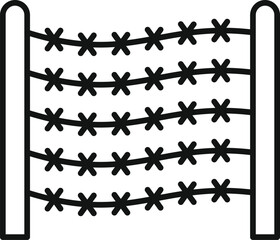 Barbed wire fence forming an impregnable barrier, symbolizing restricted area, danger and security