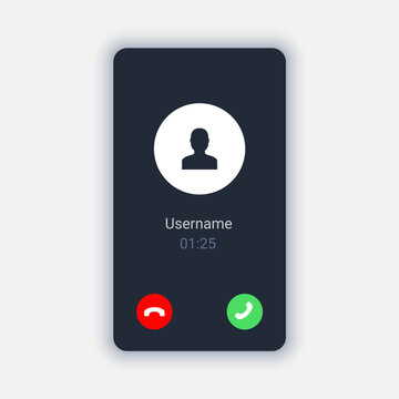 Phone video call mockup template. Smartphone videocall ui app screen flat design interface background.