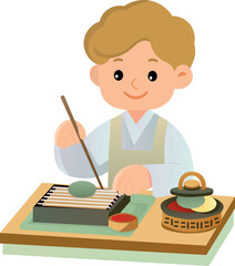 The confectioner in the kitchen is happy to prepare goodies