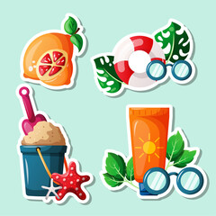 illustration of summer label collection