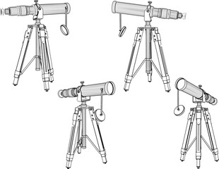 Sketch illustration vector drawing design of star binoculars telescope for viewing distant objects 