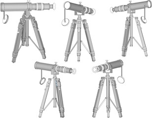 Sketch illustration vector drawing design of star binoculars telescope for viewing distant objects