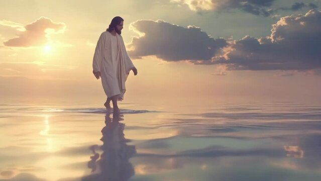 The image of Jesus Christ in the glow of rays