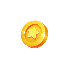 Gold coin game icon star illustration