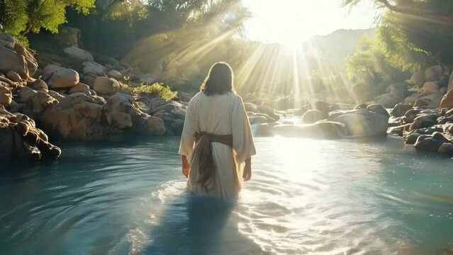 The image of Jesus Christ in the glow of rays