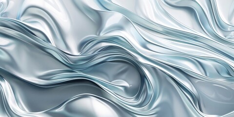 Obraz premium Shiny abstract metallic silk waves flowing smoothly, metallic texture concept. Background with copy space. 