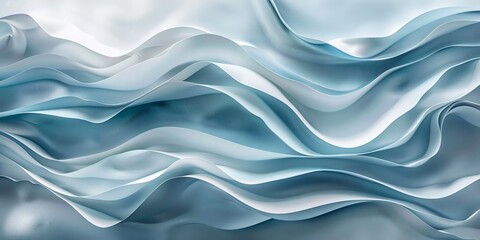 Fototapeta premium Abstract smooth, flowing waves in blue and white tones, fluidity and motion concept. Background with copy space.