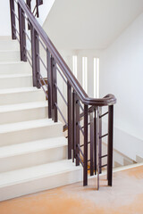 Fire escape stairs inside the building.