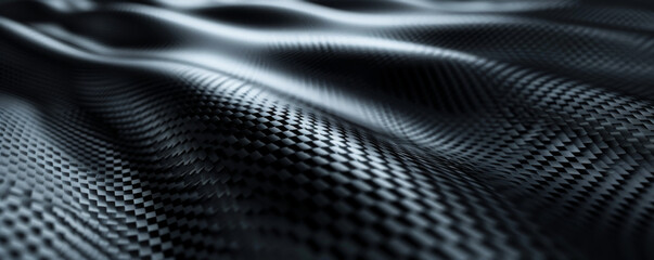 Futuristic carbon fiber background with black and grey tones and textured surface: Strong and durable, adding a high-tech and industrial look