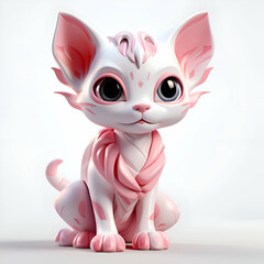 Fototapeta premium Cute cat on a white background. 3d rendering. 3d rendering
