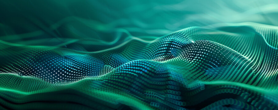 Futuristic gradient green background with smooth textures and digital patterns: Cool and dynamic, ideal for tech or sci-fi designs
