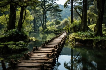Obraz premium Serene scenario in the Forest Garden of Campos do Jordão., generative IA