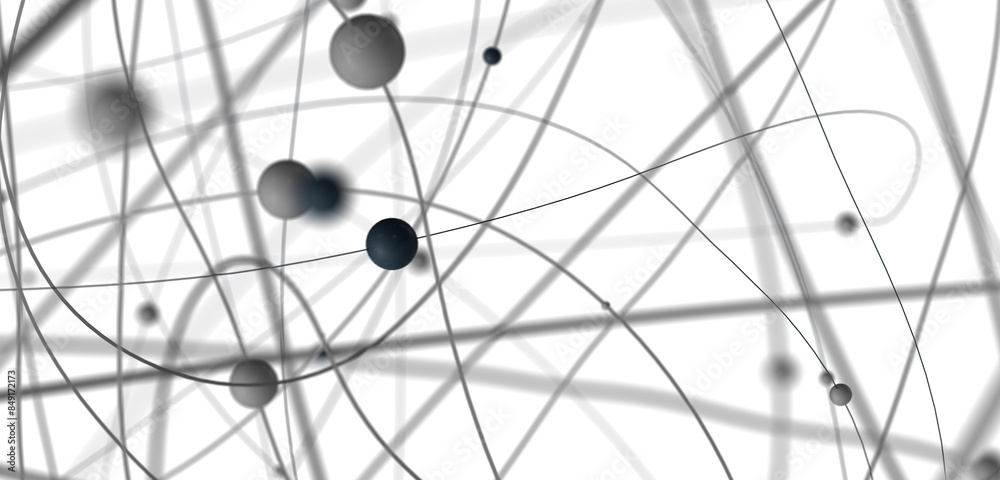 Poster gene lines and nodes, biological gene structure, 3d rendering.