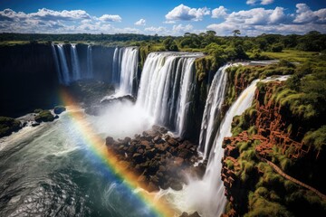 Fototapeta premium Iguaçu Falls Spectacular Nature in Foz do Iguaçu, Brazil., generative IA
