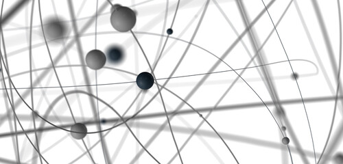Gene lines and nodes, biological gene structure, 3d rendering.