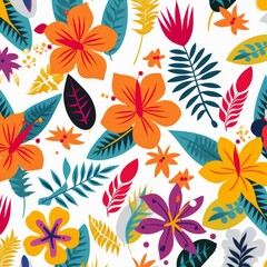 A colorful floral pattern with a bright yellow flower in the middle