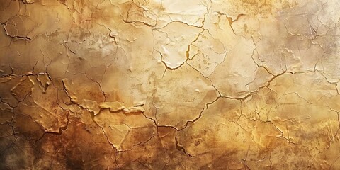 Naklejka premium Cracked golden texture background with a distressed vintage look, distressed texture concept. Background with copy space