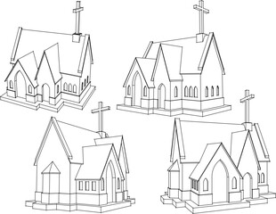 Sketch illustration vector vintage classic old church detail design drawing for toy doll 