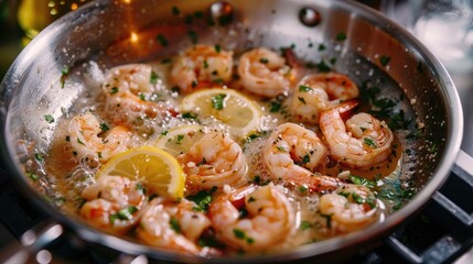 Cooking Shrimp Scampi in a Pan