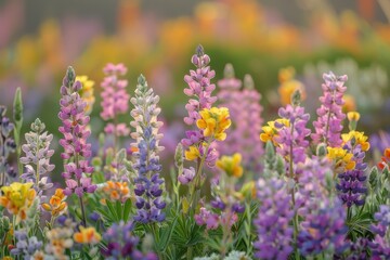 Obraz premium Baby Rabbit: A small, furry baby rabbit with long ears and bright eyes, hopping through a meadow filled with colorful flowers.