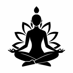Yoga icon silhouette. Meditation relaxation silhouette vector illustration