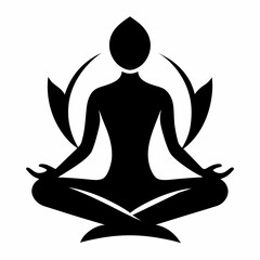 Yoga icon silhouette. Meditation relaxation silhouette vector illustration