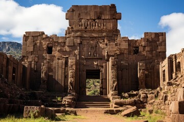 Majestic Pre-Inca Temple in Raqchi, Urubamba., generative IA