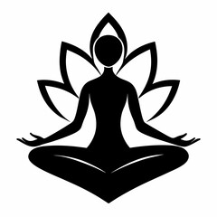 Yoga icon silhouette. Meditation relaxation silhouette vector illustration