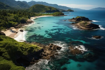 Paradisiacal beaches and exuberant forests in Tayrona, Colombia., generative IA