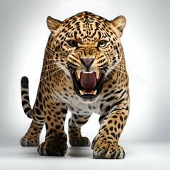Fototapeta premium 3D rendered of a big leopard isolated on white background.