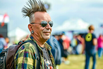 Man with mohawk at rock festival