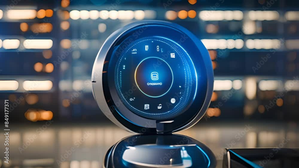 Poster smart home hub display with icons generative ai