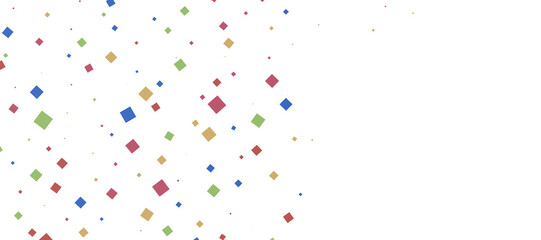  Colorful assorted confetti with serpentine on white