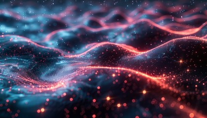 Obraz premium Retro-futuristic 3D grid, reminiscent of early computer graphics, with glowing elements and wireframe structures