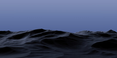 Stone relief mountain island in darkness,on the horizon at night,wallpaper.3D render