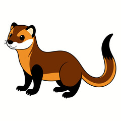 Solid black outline Cinnamon Ferret animal vector