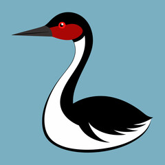 Solid black outline Clark’s Grebe animal vector svg 